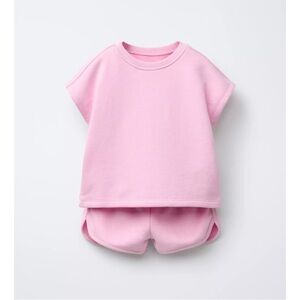 Zara Plain Medium Weight T-Shirt & Bermuda Shorts Set